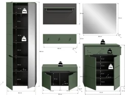 Home affaire Garderoben-Set »Rehat, Garderobenkombination, Breite 255cm« Garderobenschrank, Sitzbank, Paneel, Hakenleiste, Spiegel, Kommode, 6 Stk. tlg.
