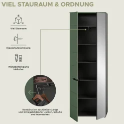 Home affaire Garderoben-Set »Rehat, Garderobenkombination, Breite 255cm« Garderobenschrank, Sitzbank, Paneel, Hakenleiste, Spiegel, Kommode, 6 Stk. tlg.