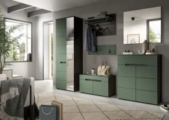 Home affaire Garderoben-Set »Rehat, Garderobenkombination, Breite 255cm« Garderobenschrank, Sitzbank, Paneel, Hakenleiste, Spiegel, Kommode, 6 Stk. tlg.