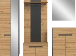 Home affaire Garderoben-Set »REHAT, TOPSELLER!, 5-teilig, Breite 255cm, individuell erweiterbar« Set, bestehend aus: Garderobenschrank, Sitzbank, Paneel, Spiegel, Kommode, 5 Stk. tlg.