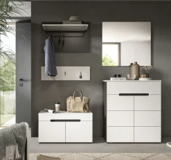 Home affaire Garderoben-Set »REHAT, TOPSELLER!, 5-teilig, Breite 175cm, individuell stellbar« bestehend aus: Sitzbank, Paneel, Hakenleiste, Spiegel, Kommode, 4 Stk. tlg.