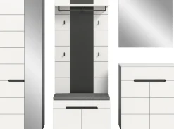Home affaire Garderoben-Set »REHAT, TOPSELLER!, 5-teilig, Breite 255 cm, individuell erweiterbar« Set, bestehend aus: Schrank, Sitzbank, Sitzkissen, Paneel, Spiegel, Kommode, 6 Stk. tlg.