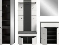 Home affaire Garderoben-Set »REHAT, TOPSELLER!, 5-teilig, Breite 255 cm, individuell erweiterbar« Set, bestehend aus: Schrank, Sitzbank, Sitzkissen, Paneel, Spiegel, Kommode, 6 Stk. tlg.