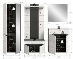 Home affaire Garderoben-Set »REHAT, TOPSELLER!, 5-teilig, Breite 255 cm, individuell erweiterbar« Set, bestehend aus: Schrank, Sitzbank, Sitzkissen, Paneel, Spiegel, Kommode, 6 Stk. tlg.
