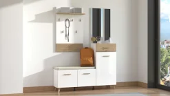 Home affaire Garderoben-Set »Sein Kompaktgarderobe, Flurgarderobe, Dielenschrank, Hochglanzfronten« Komplett-Set, 4 Stk. tlg.