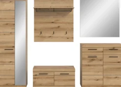 Home affaire Garderoben-Set »SIENA, Breite 272 cm, 5-teiliges Set, individuell stellbar« Komplett-Set, best.aus: Garderobenschrank, Sitzbank, Paneel, Schuhschrank & Spiegel, 5 Stk. tlg.