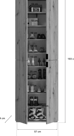 Home affaire Garderoben-Set »TRONDHEIM, 5-teilig, Breite 212cm, individuell platzier- & erweiterbar« Set, bestehend aus: 2x Garderobenschrank & 3-tlgs. Zwischenbauelement, 4 Stk. tlg.