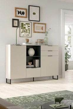 Home affaire Highboard »ADIO, Breite 150cm, 2 Türen, 1 Klappe, 2 Schubkästen, mit Metall-Kufen« 1 Stk. tlg. Sideboard, Kommode, Lowboard, Schrank, Wohnzimmerschrank, Anrichte