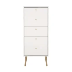 Home affaire Highboard »Bodo, Hochkommode, Aufbewahrung, , Stauraum« mit 5 Schubladen, Beine und Griffe aus Echtholz, Breite 50 cm