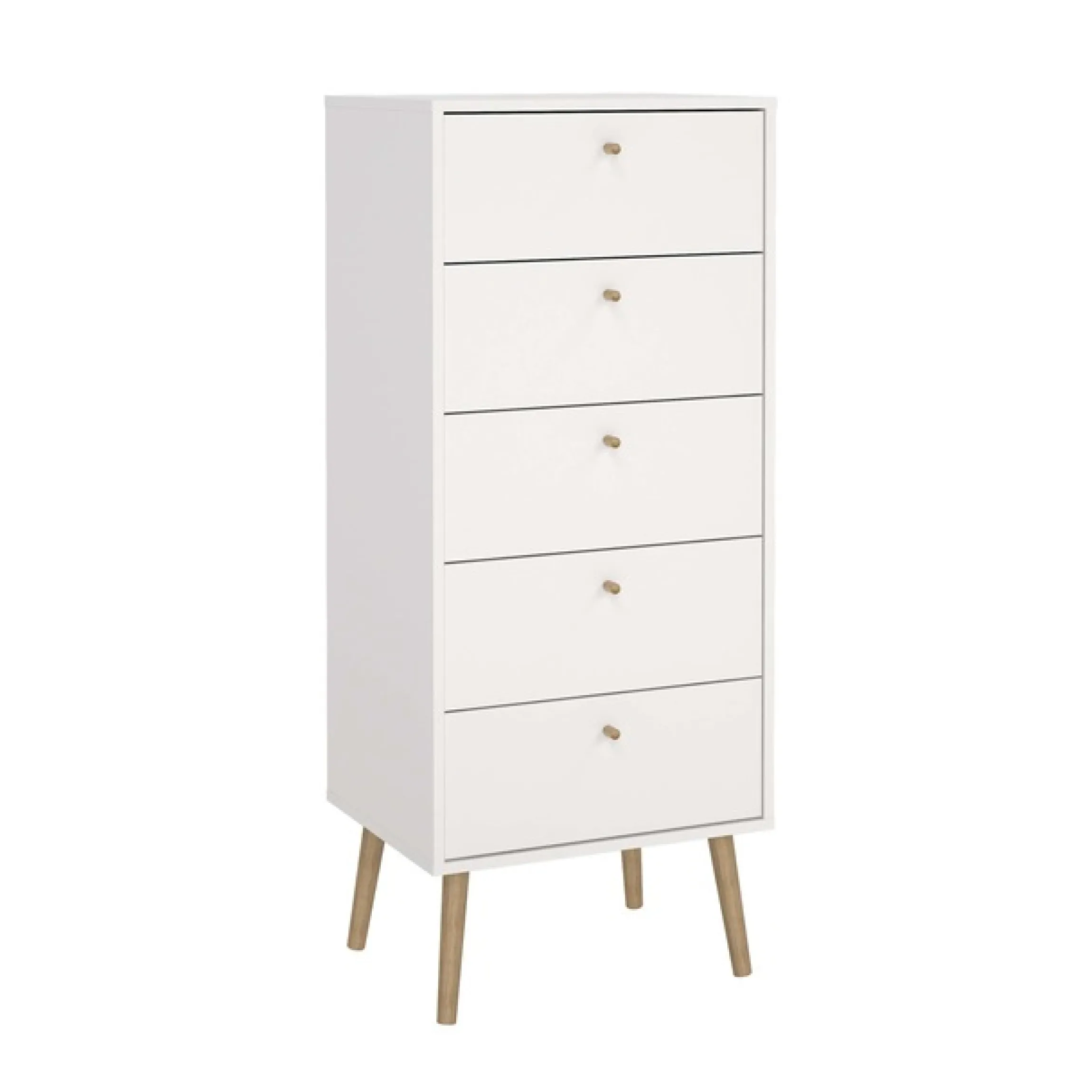 Home affaire Highboard »Bodo, Hochkommode, Aufbewahrung, , Stauraum« mit 5 Schubladen, Beine und Griffe aus Echtholz, Breite 50 cm