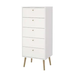 Home affaire Highboard »Bodo, Hochkommode, Aufbewahrung, , Stauraum« mit 5 Schubladen, Beine und Griffe aus Echtholz, Breite 50 cm