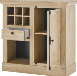 Home affaire Highboard »Cornwall, Kommode im Landhausstil, Schrank, Sideboard, Eiche Dekor« 1 Stk. tlg. verschnörkelte Metallgriffe, ausreichend Stauraum, 105 cm breit