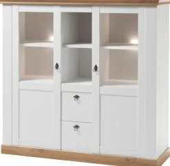 Home affaire Highboard »Cremona, moderner Schrank, Hochkommode Stauraumelement im Landhausstil« Metallgriffe, ausreichend Stauraum, vielseitig einsetzbar 148 cm breit