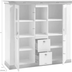 Home affaire Highboard »Cremona, moderner Schrank, Hochkommode Stauraumelement im Landhausstil« Metallgriffe, ausreichend Stauraum, vielseitig einsetzbar 148 cm breit