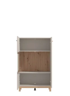 Home affaire Highboard »Essex, Hochkommode, Vitrine, Glasvitrine, Kombi-Highboard« Modernes Highboard in Kaschmir mit Glasfront & Lamellen-Optik
