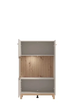Home affaire Highboard »Essex, Hochkommode, Vitrine, Glasvitrine, Kombi-Highboard« Modernes Highboard in Kaschmir mit Glasfront & Lamellen-Optik
