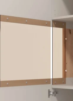 Home affaire Highboard »Essex, Hochkommode, Vitrine, Glasvitrine, Kombi-Highboard« Modernes Highboard in Kaschmir mit Glasfront & Lamellen-Optik