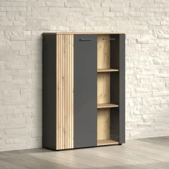 Home affaire Highboard »Estepona« 1 Stk. tlg. Vitrine, Tür mit Rillen-Optik, Breite 91 cm