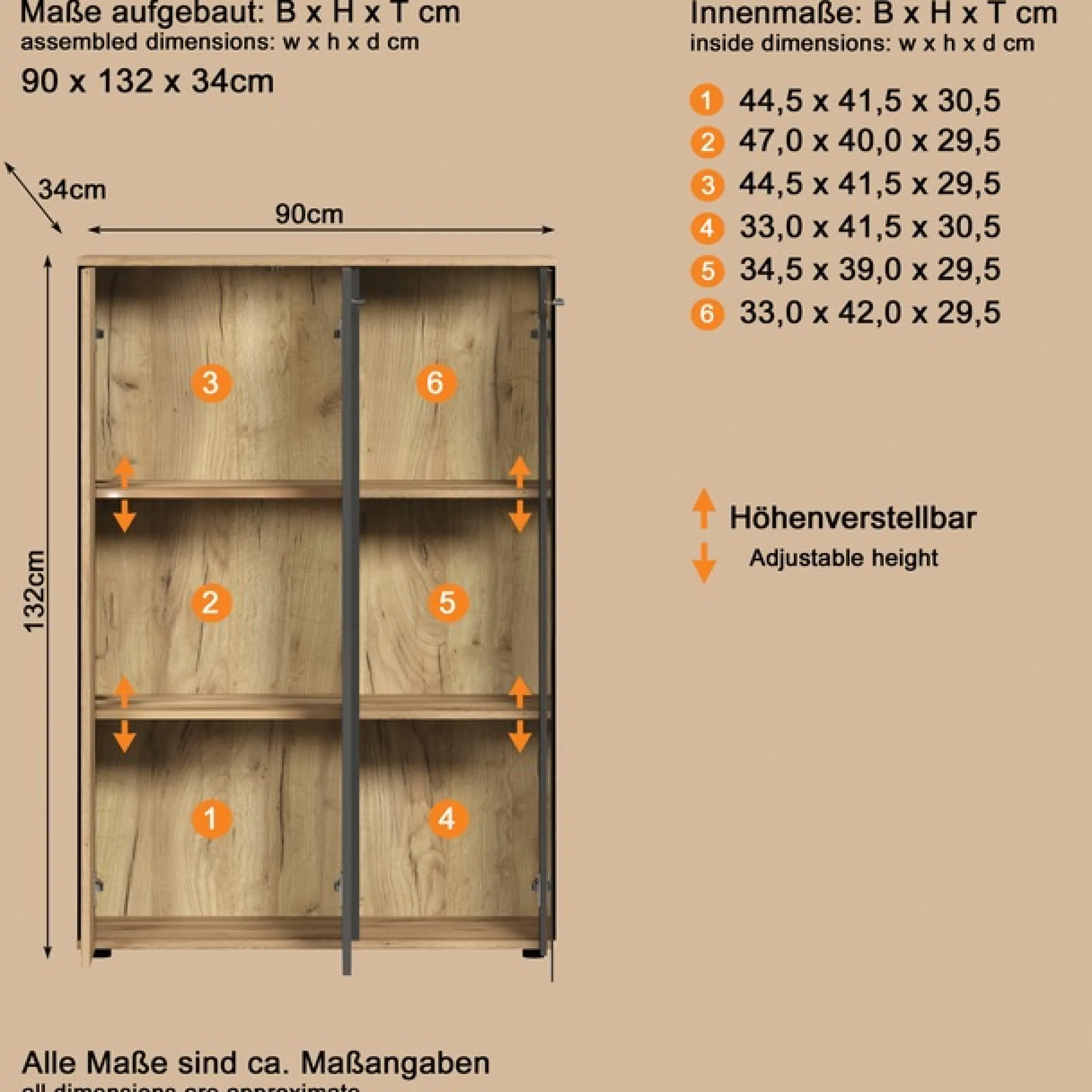 Home affaire Highboard »Estepona« 1 Stk. tlg. Vitrine, Tür mit Rillen-Optik, Breite 91 cm