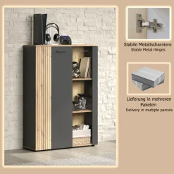 Home affaire Highboard »Estepona« 1 Stk. tlg. Vitrine, Tür mit Rillen-Optik, Breite 91 cm