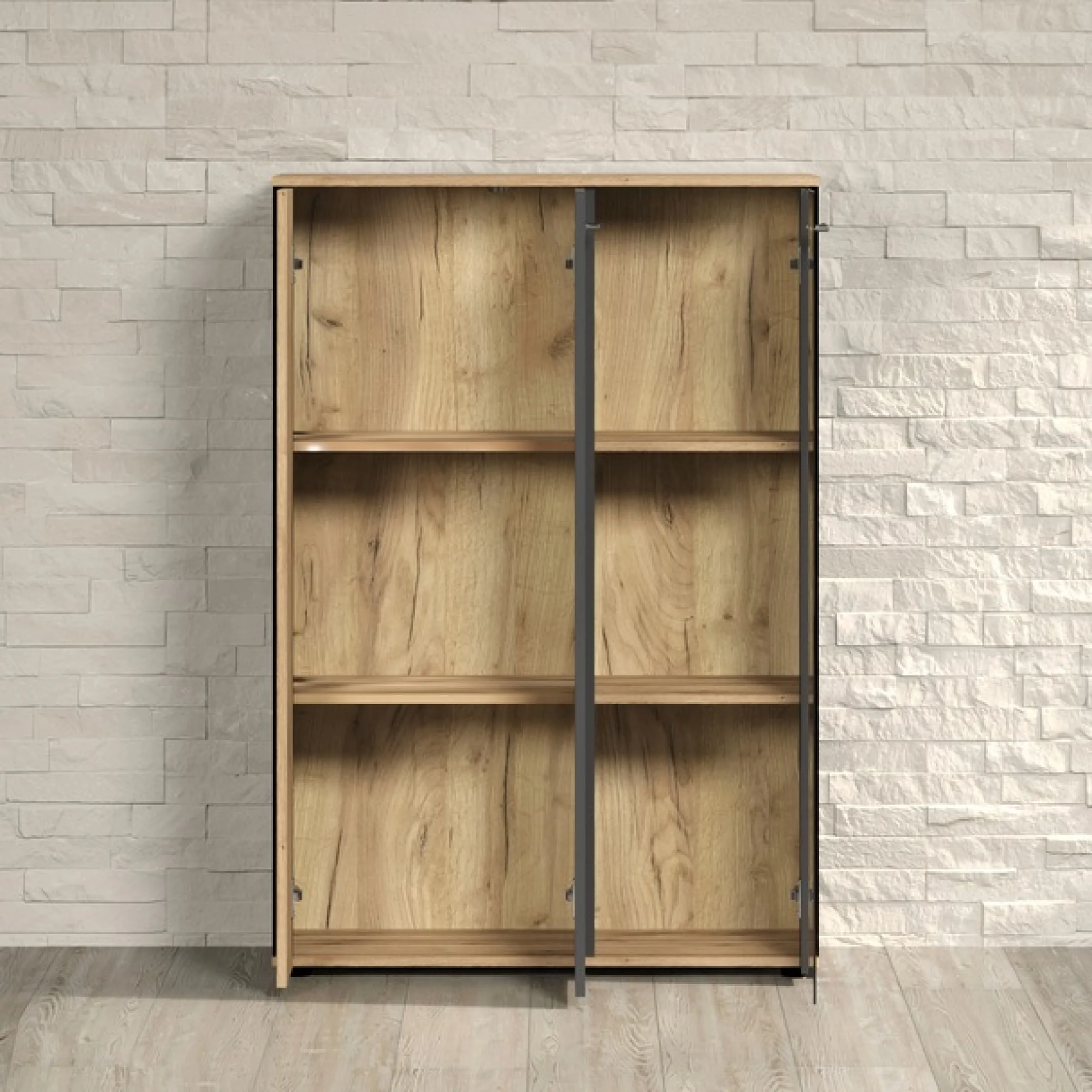 Home affaire Highboard »Estepona« 1 Stk. tlg. Vitrine, Tür mit Rillen-Optik, Breite 91 cm
