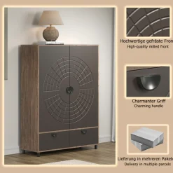 Home affaire Highboard »Fusion« 1 Stk. tlg. Stauraumschrank mit besonderem Kreismuster - (B/T/H) 120/42/163 cm