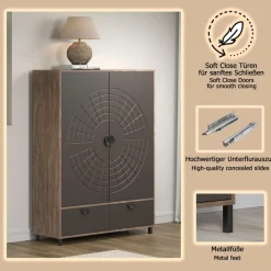 Home affaire Highboard »Fusion« 1 Stk. tlg. Stauraumschrank mit besonderem Kreismuster - (B/T/H) 120/42/163 cm