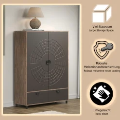 Home affaire Highboard »Fusion« 1 Stk. tlg. Stauraumschrank mit besonderem Kreismuster - (B/T/H) 120/42/163 cm
