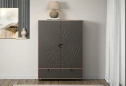 Home affaire Highboard »Fusion« 1 Stk. tlg. Stauraumschrank mit besonderem Kreismuster - (B/T/H) 120/42/163 cm