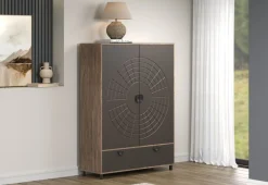 Home affaire Highboard »Fusion« 1 Stk. tlg. Stauraumschrank mit besonderem Kreismuster - (B/T/H) 120/42/163 cm