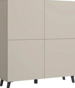 Home affaire Highboard »HIGHBOARD PHUKET II, Stilvolle, grifflose Hochkommode, Breite 120cm« Mit 4 Türen und 8 Fächern und höhenverstellbaren Einlegeböden