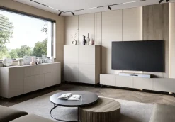Home affaire Highboard »HIGHBOARD PHUKET II, Stilvolle, grifflose Hochkommode, Breite 120cm« Mit 4 Türen und 8 Fächern und höhenverstellbaren Einlegeböden