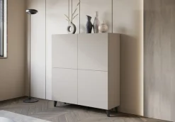 Home affaire Highboard »HIGHBOARD PHUKET II, Stilvolle, grifflose Hochkommode, Breite 120cm« Mit 4 Türen und 8 Fächern und höhenverstellbaren Einlegeböden
