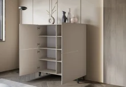 Home affaire Highboard »HIGHBOARD PHUKET II, Stilvolle, grifflose Hochkommode, Breite 120cm« Mit 4 Türen und 8 Fächern und höhenverstellbaren Einlegeböden
