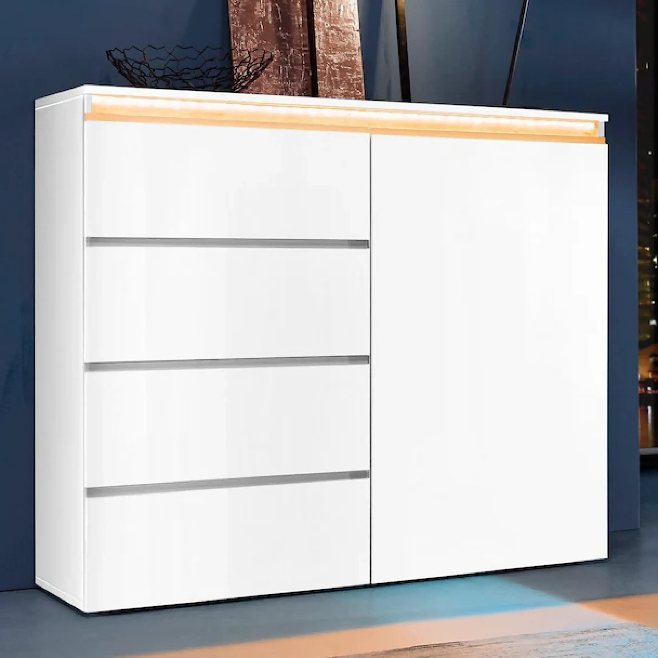 Home affaire Highboard »Magic, Highboard, Hochschrank, Hochkommode« mit 4 Türen,8 Schubkästen,komplett Hochglanz lackiert, Breite 240cm