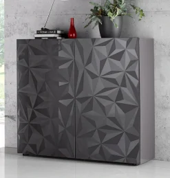 Home affaire Highboard »Prisma Höhe 111 cm, Breite 121 cm, Kommode 2 Türen, Hochkommode« Front mit elegantem Siebdruck, grifflos, viel Stauraum