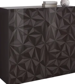 Home affaire Highboard »Prisma Höhe 111 cm, Breite 121 cm, Kommode 2 Türen, Hochkommode« Front mit elegantem Siebdruck, grifflos, viel Stauraum