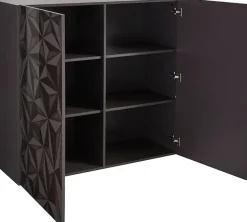 Home affaire Highboard »Prisma Höhe 111 cm, Breite 121 cm, Kommode 2 Türen, Hochkommode« Front mit elegantem Siebdruck, grifflos, viel Stauraum