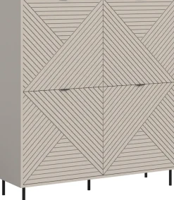 Home affaire Highboard »RAITA, Höhe 135 cm, Front mit Desgin-Fräsung, 4 Türen, viel Stauraum« moderne Farbkombi, individuell einsetzbar, Griffe & Füße aus Metall,Kommode, Anrichte, Schrank, Sideboard, Lowboard