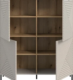 Home affaire Highboard »RAITA, Höhe 135 cm, Front mit Desgin-Fräsung, 4 Türen, viel Stauraum« moderne Farbkombi, individuell einsetzbar, Griffe & Füße aus Metall,Kommode, Anrichte, Schrank, Sideboard, Lowboard