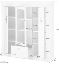 Home affaire Highboard »RAVENNA« im romantischen Landhausstil, Griffe aus Metall, Höhe 146 cm