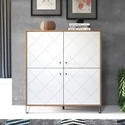 Home affaire Highboard »Tarragona« Highboard mit 4 Türen & Soft-Close - (B/T/H) 123/40/136 cm