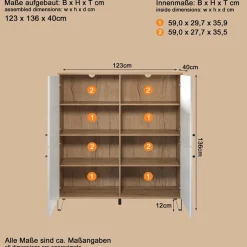 Home affaire Highboard »Tarragona« Highboard mit 4 Türen & Soft-Close - (B/T/H) 123/40/136 cm