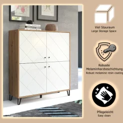 Home affaire Highboard »Tarragona« Highboard mit 4 Türen & Soft-Close - (B/T/H) 123/40/136 cm