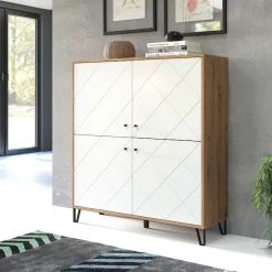 Home affaire Highboard »Tarragona« Highboard mit 4 Türen & Soft-Close - (B/T/H) 123/40/136 cm