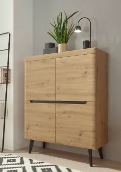 Home affaire Highboard »Torge, Kommode, Schrank, Sideboard, Anrichte, Mehrzweckschrank« 1 Stk. tlg. abgeschrägte Füße, drei Farben, Scandi Design, 107 cm breit