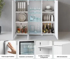 Home affaire Highboard »Vera« Highboardmit 4 Türen, 9 Fächern, verglasten Türen