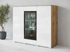 Home affaire Highboard »Vera« Highboardmit 4 Türen, 9 Fächern, verglasten Türen