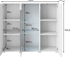 Home affaire Highboard »Vera« Highboardmit 4 Türen, 9 Fächern, verglasten Türen
