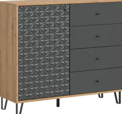 Home affaire Highboard »VICENZA, Breite 110cm, 1 Tür, 2 Einlegeböden, 3 Fächer, 4 Schubkästen« Kommode, Schrank, Anrichte, Board, Wohnzimmerschrank
